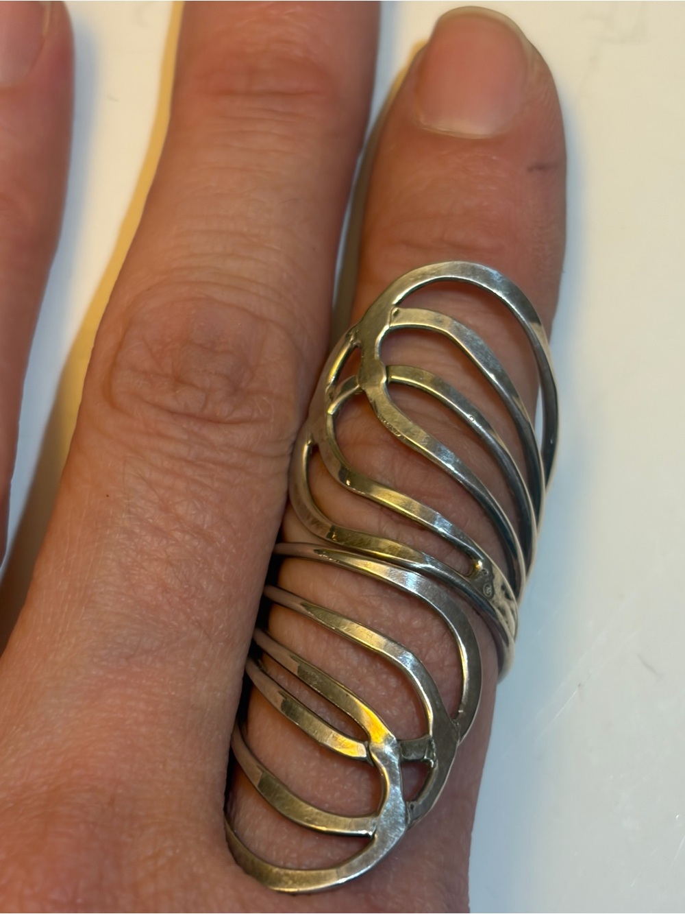 925 Sterling Silver Oversized Openwork Statement Ring Size 9 Modernist Sculptura - Picture 6 of 7